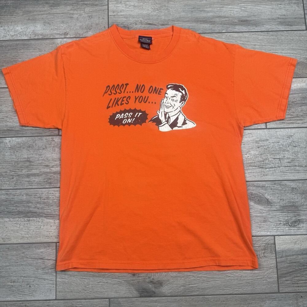 Vtg Y2k No One Likes You Mens Size L T-shirt Indie Grunge Sonoma Funny Comic
